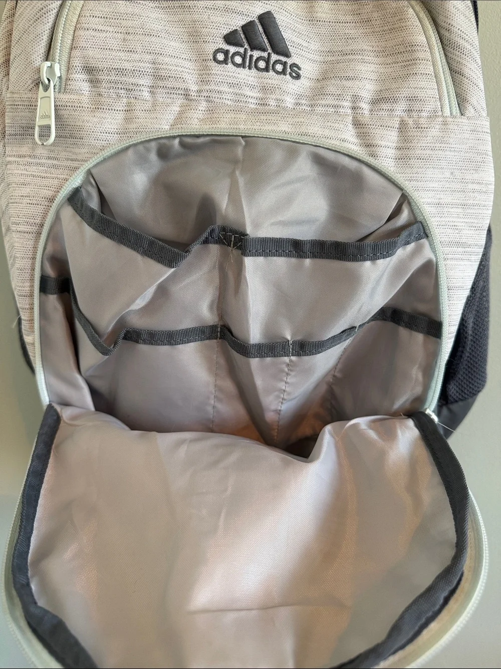 adidas Heather Gray and Black Multi-Pocket Backpack